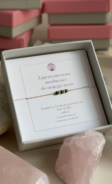 malachit Bransoletki szczęścia z kamieni naturalnych Bransoletki z cytrynem, kwarcem różowym Bransoletki z intencją na sznurku.jpeg