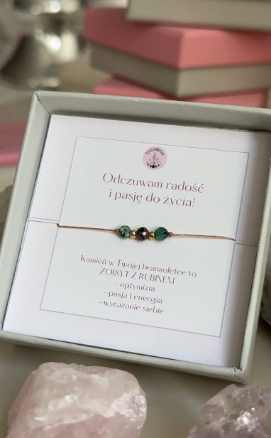 zoisyt z rubinem Bransoletki szczęścia z kamieni naturalnych Bransoletki z cytrynem, kwarcem różowym Bransoletki z intencją na sznurku.jpeg
