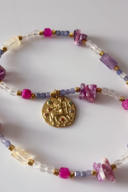 zodiakalny strzelec biżuteria astrologiczna naszyjnik zodiak strzelec stal szlachetna biżuteria dla strzelca kamienie naszyjnik ręcznie robiony strzelec