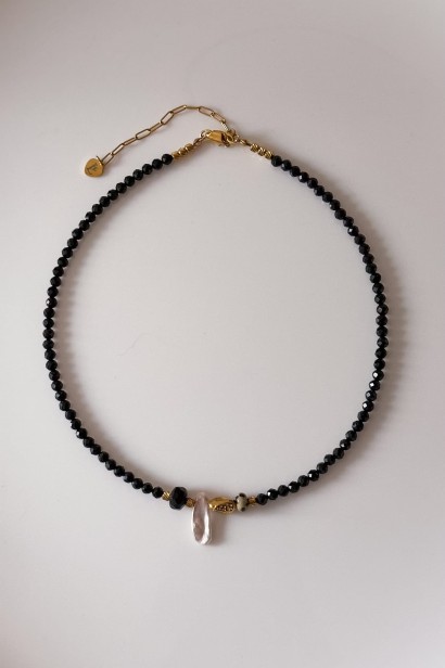 kamienie czarny turmalin jaspis perła elegancki komplet biżuterii z naturalnych kamieni ręcznie robiona biżuteria z czarnym turmalinem i perłą komplet biżuterii stal szlachetna 316l