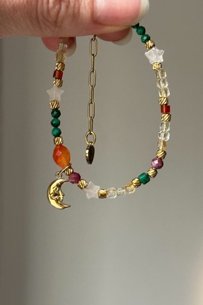 bransoletka z kamieni naturalnych, biżuteria symboliczna, bransoletka noworoczna, bransoletka z intencją, malachit rubin cytryn, biżuteria handmade, prezent dla kobiety, limitowana biżuteria, Lulobelia bransoletka