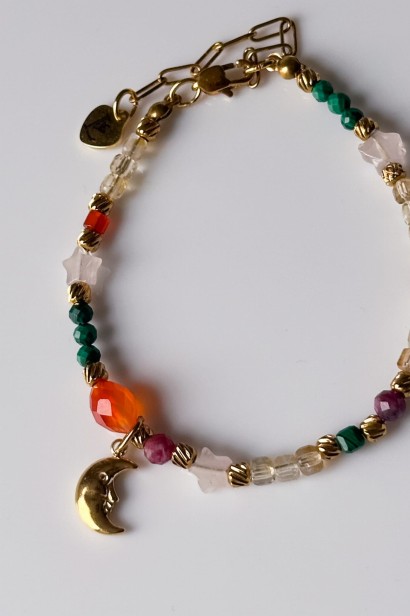 bransoletka z kamieni naturalnych, biżuteria symboliczna, bransoletka noworoczna, bransoletka z intencją, malachit rubin cytryn, biżuteria handmade, prezent dla kobiety, limitowana biżuteria, Lulobelia bransoletka