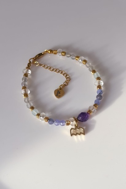 bransoletka Wodnik, biżuteria zodiakalna Wodnik, bransoletka z kamieni naturalnych, prezent dla Wodnika, zodiak