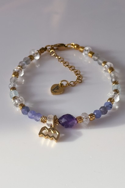 bransoletka Wodnik, biżuteria zodiakalna Wodnik, bransoletka z kamieni naturalnych, prezent dla Wodnika, zodiak