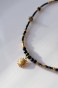 Choker Shine ze słoneczkiem: czarny turmalin, jaspis dalmatyński, noc kairu. Stal szlachetna, regulacja 40+5 cm, złoty/srebrny.