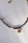 Choker Shine ze słoneczkiem: czarny turmalin, jaspis dalmatyński, noc kairu. Stal szlachetna, regulacja 40+5 cm, złoty/srebrny.