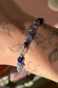 bransoletka z lapis lazuli, bransoletka z kryształem górskim, chalcedon biżuteria, bransoletka na sznurku regulowana, granatowa bransoletka damska, biżuteria z kamieni naturalnych handmade
