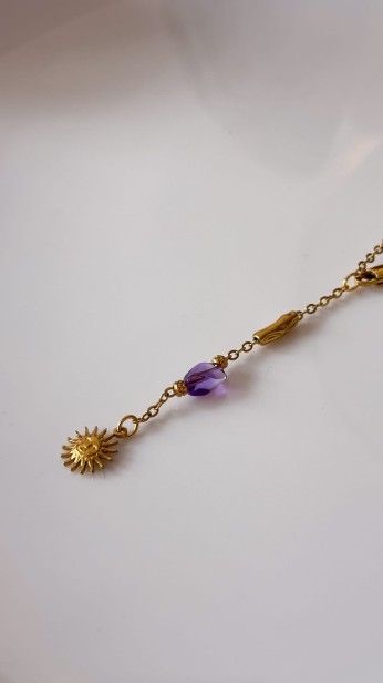 naszyjnik z ametystem naszyjnik z krawatką naszyjnik z ametystem damski biżuteria z ametystem delikatny naszyjnik damski naszyjnik ze stali szlachetnej elegancki naszyjnik z kamieniem naturalnym naszyjnik minimalistyczny damski