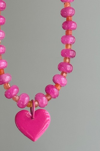 naszyjnik jadeit agat pomarańczowy serce naszyjnik kolorowy dopaminka lulobelia biżuteria handmade kolorowa naszyjnik serduszko naszyjnik z kamieni naturalnych różowy pomarańczowy naszyjnik damski stal szlachetna regulowany