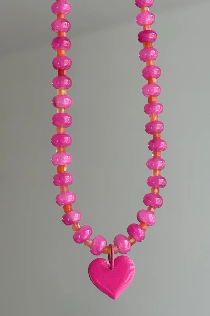 naszyjnik jadeit agat pomarańczowy serce naszyjnik kolorowy dopaminka lulobelia biżuteria handmade kolorowa naszyjnik serduszko naszyjnik z kamieni naturalnych różowy pomarańczowy naszyjnik damski stal szlachetna regulowany