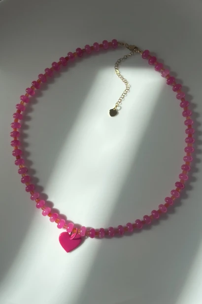 naszyjnik jadeit agat pomarańczowy serce naszyjnik kolorowy dopaminka lulobelia biżuteria handmade kolorowa naszyjnik serduszko naszyjnik z kamieni naturalnych różowy pomarańczowy naszyjnik damski stal szlachetna regulowany