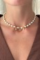 Perłowy choker unikat Lulobelia nr 245, perły naturalne ze złoconymi przekładkami, delikatna łezka, biżuteria handmade Polska