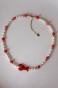 Perłowy naszyjnik Homar na wakacjach Lulobelia, perły, różowy jadeit, szklana zawieszka, biżuteria handmade Polska