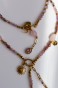 Naszyjnik lariat Lulobelia z krawatką, kwarc różowy i turmalin, złote słońce, biżuteria symboliczna handmade Polska