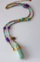 Naszyjnik unikat Lulobelia amulet kobiecej siły z grotem z amazonitu, ametyst, oliwin, handmade Polska
