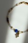 Bransoletka dla Panny Lulobelia, złoty symbol Panny, lapis lazuli i kamień księżycowy, biżuteria z kamieni naturalnych handmade Polska