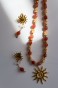 Komplet Lulobelia Pełen Ciepłego Słońca, naszyjnik i kolczyki, kamień słoneczny, masa perłowa, złote słońce, unikat, biżuteria symboliczna handmade Polska